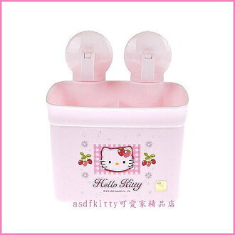 衛浴【asdfkitty】KITTY2格吸盤置物架-可放牙膏.梳子.筷子.湯匙-亮草莓版-韓國正版