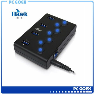 Hawk USB3.0 4-Port + USB2.0 3-port 黑 高速充電傳輸HUB 4A  