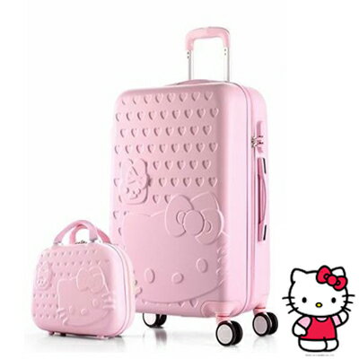 ［樂活芫創］共8色 28吋送14吋 Hello Kitty 登機化妝包 拉桿飛機倫輕量型子母行李箱 (有密碼鎖) 免運