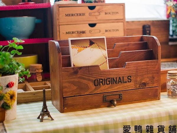 《愛鴨咖啡》zakka雜貨 木製收納盒 文具 信件 收納箱