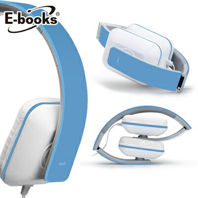 【文具通】E-books S3 線控接聽頭戴摺疊耳機藍 E-EPA055BL