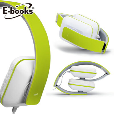 【文具通】E-books S3 線控接聽頭戴摺疊耳機綠 E-EPA055GN  