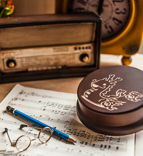 木製 發條式 選轉音樂盒 客製化 禮物-十二生肖 - 龍