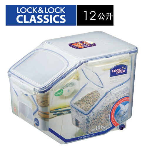 樂扣樂扣 LOCK & LOCK PP保鮮盒12L米箱附量杯 1A01-HPL510透明色