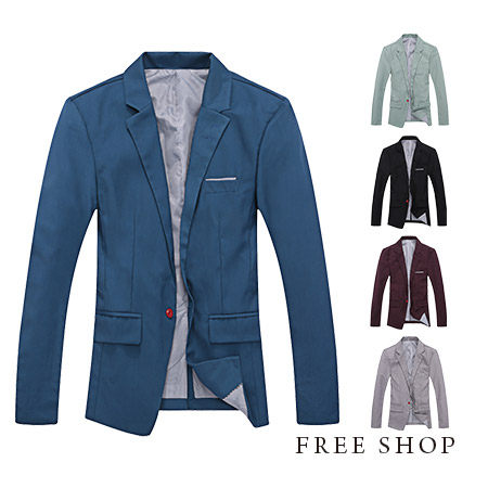 Free Shop【QTJX07】日韓系英倫紳士雅痞風格拼接條紋口袋單扣修身西裝外套‧五色