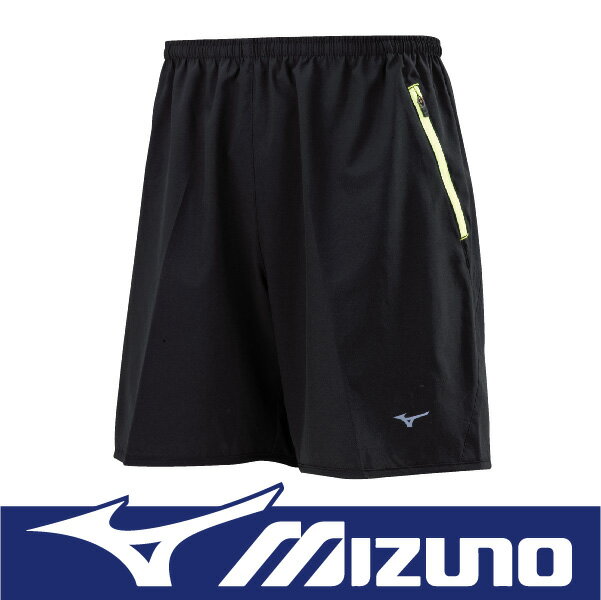 MIZUNO美津濃 J2TB655209 男路跑短褲 反光燙印 拉鍊口袋 黑色