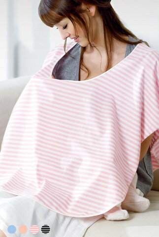 『121婦嬰用品』六甲村 舒適型授乳巾(粉白條紋)