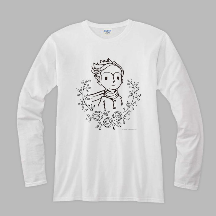 小王子電影版授權 - T恤：【 小王子的愛戀 】長袖修身 T-shirt ( 白 )