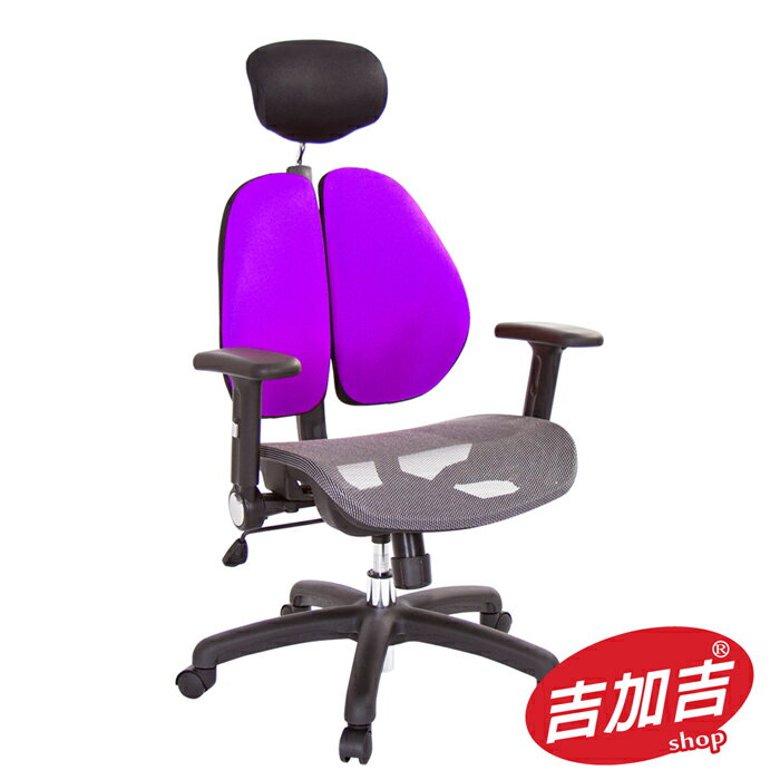 吉加吉 高背網座 雙背智慧椅 型號2996C (紫色布套)
