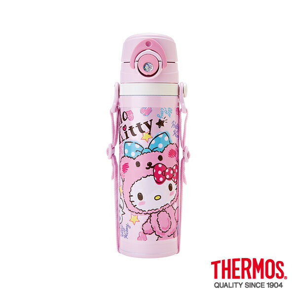 【THERMOS膳魔師】HelloKitty 不鏽鋼真空保冷瓶0.5L(FHH-500S-KT)