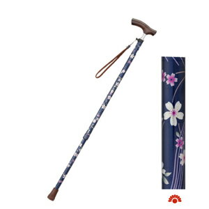 【銀元氣屋】日本進口束頸伸縮杖 櫻花深藍