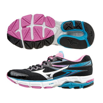 初學者的第一首選WAVE CONNECT 2(W)支撐型女慢跑鞋 J1GD154802(黑*銀白)A【美津濃MIZUNO】