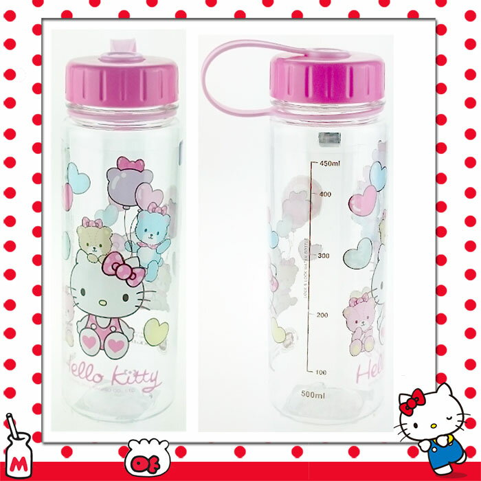 大田倉 日本進口正版三麗鷗 HELLO KITTY凱蒂貓 塑膠 透明 水壺 水瓶 約500ML 033213