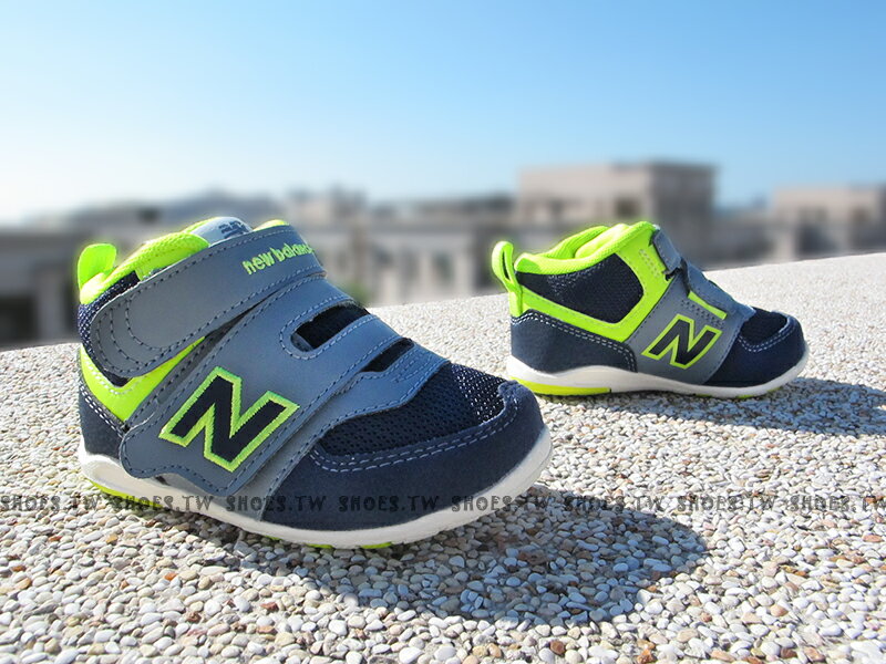 Shoestw【FS574HGI】NEW BALANCE 574 童鞋 運動鞋 小童 深藍螢光黃 中筒