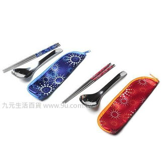 【九元生活百貨】王樣太陽花布包環保餐具組 環保餐具