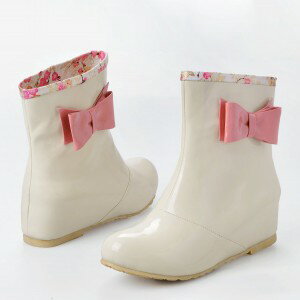 2015秋冬魅力新款~夢幻公主風格可愛蝴蝶結內增高漆皮雨靴七天預購+現貨