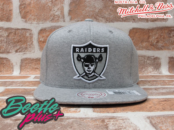 BEETLE PLUS MITCHELL&NESS NFL 奧克蘭 突擊者 RAIDERS LOGO 毛巾布 全灰 SNAPBACK 後扣棒球帽 MN-139