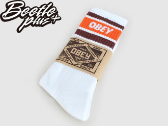 BEETLE PLUS 西門町經銷 全新 美國品牌 OBEY COOPER SOCKS LOGO OLD SCHOOL 咖啡 橘白 經典款 中長筒襪 100260003BRO OB-167