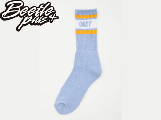 BEETLE PLUS 西門町經銷 全新 美國品牌 OBEY COOPER SOCKS LOGO OLD SCHOOL 水藍 黃 經典款 中長筒襪 100260003H2W OB-155