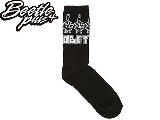 BEETLE PLUS 美國品牌 OBEY THE BIRD SOCKS 中指 黑 白 LOGO 中筒 長筒襪 100260038BLK OB-225