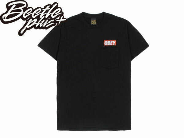 BEETLE PLUS 經銷 美國品牌 OBEY CLASSIC BOX TEE LOGO 小口袋 黑 標語 素TEE NBA SUPREME 333370084BLK OB-199