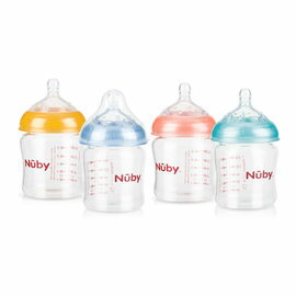 Nuby - 自然乳感寬口徑防脹氣玻璃奶瓶 150ml