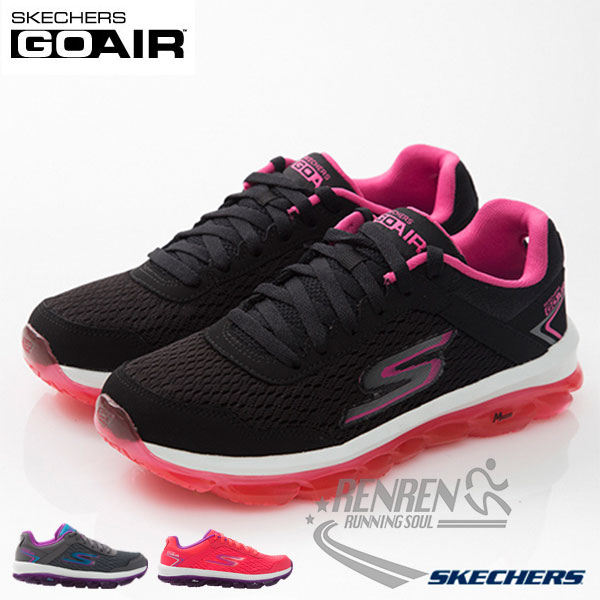 SKECHERS 女運動鞋GO AIR (黑*粉紅) 半透明氣墊 瑜珈科技鞋墊