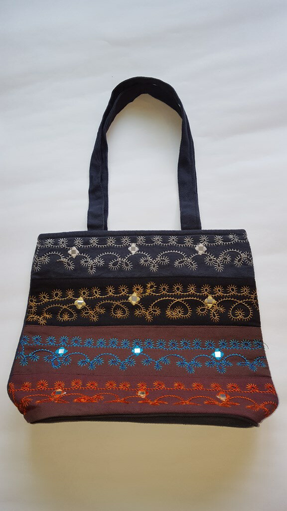 尼泊爾製 典雅圖案 手提/肩背 兩用包【尼泊爾 手藝坊】Nepalese made, stylish Nepalese pattern hand cum shoulder bag