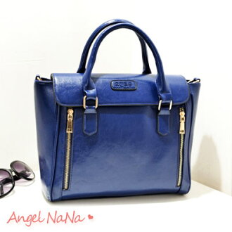 AngelNaNa【B050】韓版時尚復古雙拉鍊OL風 單肩斜背女包 郵差 機車包