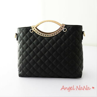 AngelNaNa【B091】歐美時尚 菱格線 商務 OL 公文 手提女包 單肩包 斜背包