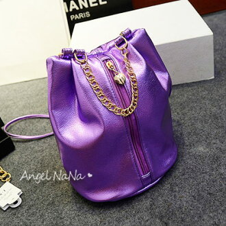 AngelNaNa?歐美風 超閃亮面水桶包 夜店手提 肩背 斜背 女包包【B102】