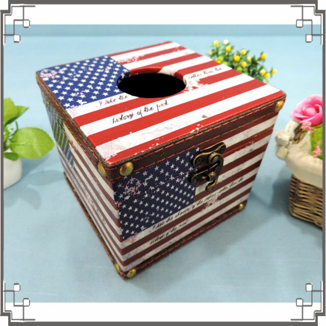木製皮革方形面紙盒《LC11》英國國旗貼皮紙巾盒 收納盒 居家布置◤彩虹森林◥