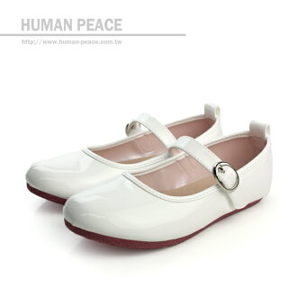 小淑女鞋 皮革 舒適 好穿脫 戶外休閒鞋 白 大童 no087