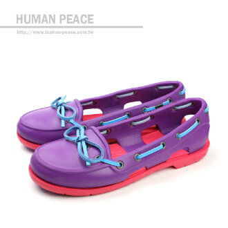 Crocs 清涼 透氣 舒適 防水 好穿脫 帆船型 戶外休閒鞋 紫 女款 no216