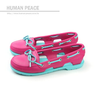 Crocs 帆船鞋 戶外休閒鞋 桃紅 女款 no234