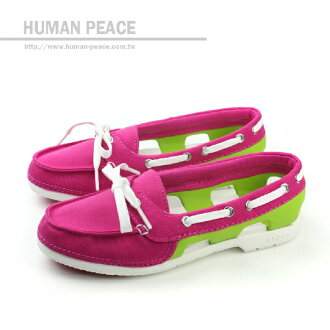 Crocs 帆船鞋 戶外休閒鞋 桃紅 女款 no236
