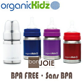 ::bonJOIE:: 美國進口 organicKidz 4OZ (120ml) 寬口不鏽鋼奶瓶 (白、藍、紫、紅 四色可選)(全新盒裝) 嬰兒奶瓶