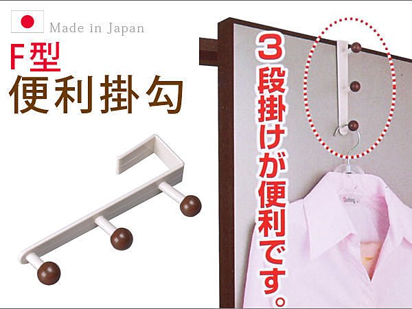 BO雜貨【SV3623】日本製 F型便利掛勾 門後掛鉤 門背掛鉤 櫥櫃掛鉤 衣架 衣物收納