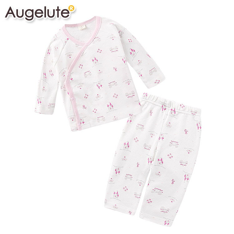 嬰兒長袖上衣長褲 2件組 新生兒套裝41031粉色城堡