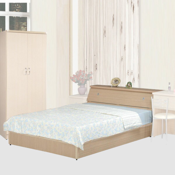 《外宿族輕巧首選》YoStyle 艾莉3.5尺單人床組(白橡木紋)(床底+床頭箱)