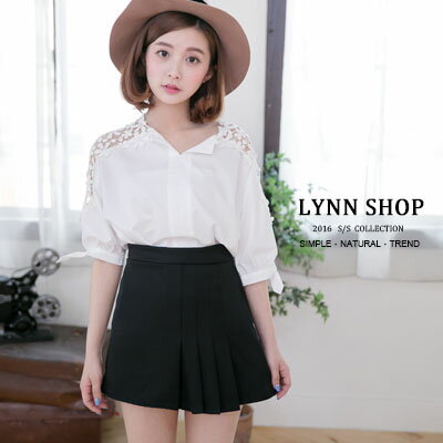 Lynn Shop 【1500181】韓版刺繡花朵鏤空蕾絲氣質襯衫 2色 預購