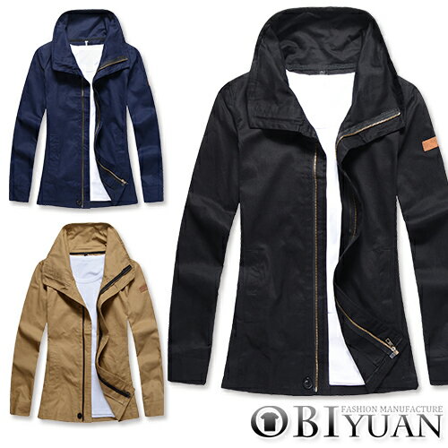 外套【L00211】OBI YUAN韓版軍裝立領皮標簡約設計外套共3色