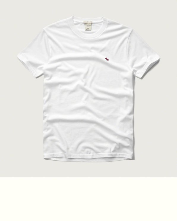 A&F 男 T-Shirt 短袖 上衣 素T T恤(白)