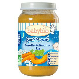★衛立兒生活館★法國Babybio寶寶鮮蔬泥系列-南瓜紅蘿蔔米泥-晚安米泥200g