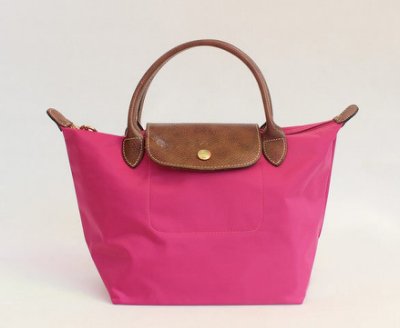 [短柄S號]國外Outlet代購正品 法國巴黎 Longchamp [1621-S號] 短柄 購物袋防水尼龍手提肩背水餃包 玫紅色