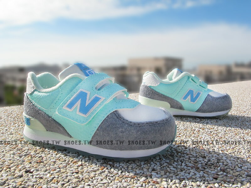 Shoestw【KG574FYI】NEW BALANCE 574 童鞋 運動鞋 小童 淺藍 薄荷綠 灰毛毛