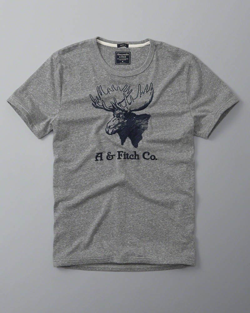 【蟹老闆】Abercrombie & Fitch【現貨】經典麋鹿 電繡 麋鹿頭 灰