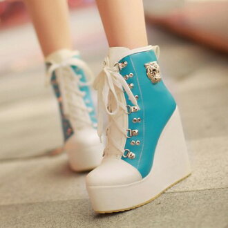 2015秋冬魅力新款~韓味한 맛個性女孩소녀繫帶側邊金屬裝飾短靴七天預購+現貨