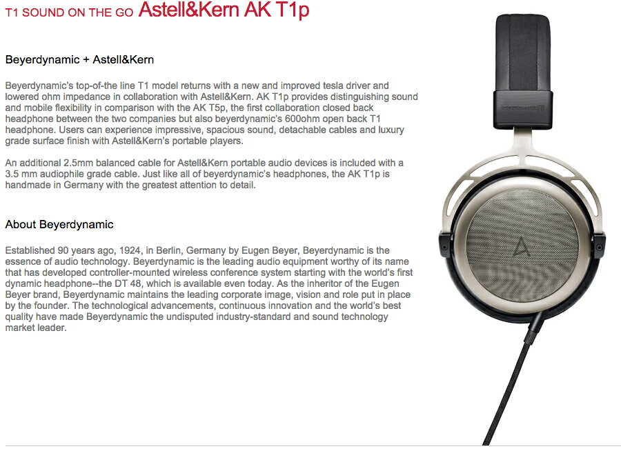 {音悅音響} Iriver Astell&Kern AKT1P Beyerdynamic 拜耳拜爾 平衡2.5 耳罩耳機