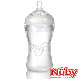 Nuby - 自然乳感寬口徑防脹氣矽膠奶瓶 300ml